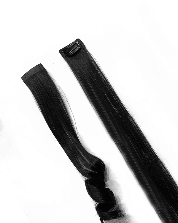 One Clip-In Hair Streaks | 16 Inch | Premium Human Hair | Heat-Safe & Reusable Color Streak Extensions